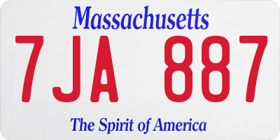 MA license plate 7JA887