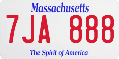 MA license plate 7JA888