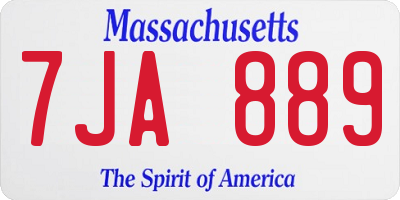 MA license plate 7JA889