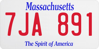 MA license plate 7JA891