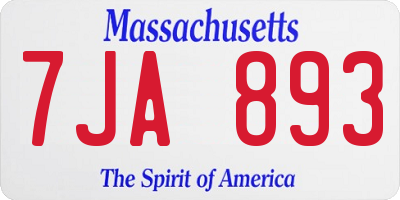 MA license plate 7JA893