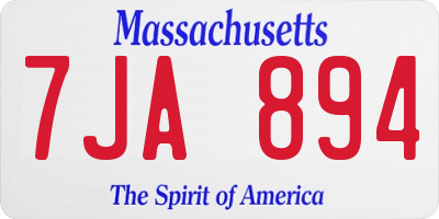 MA license plate 7JA894
