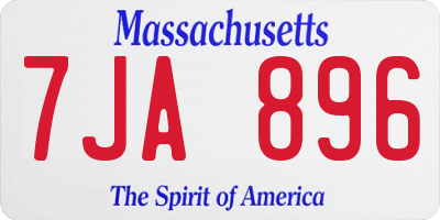 MA license plate 7JA896