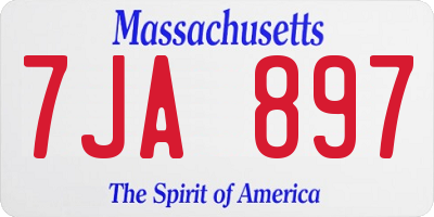 MA license plate 7JA897