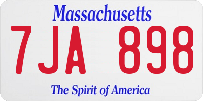 MA license plate 7JA898