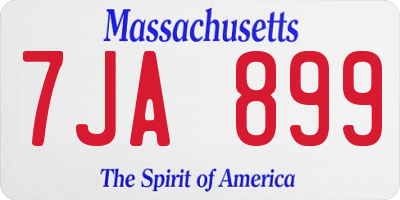 MA license plate 7JA899