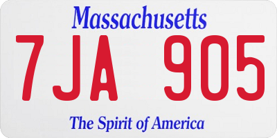 MA license plate 7JA905