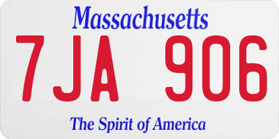 MA license plate 7JA906