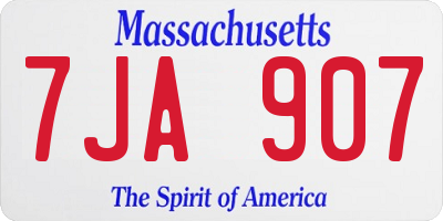MA license plate 7JA907