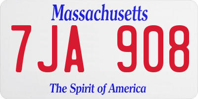 MA license plate 7JA908