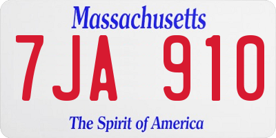 MA license plate 7JA910