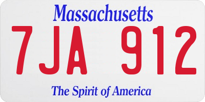 MA license plate 7JA912