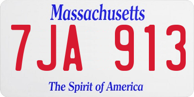 MA license plate 7JA913