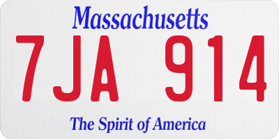MA license plate 7JA914
