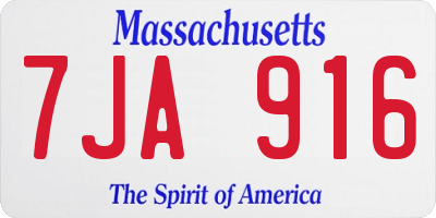 MA license plate 7JA916