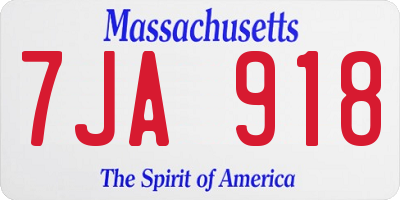MA license plate 7JA918