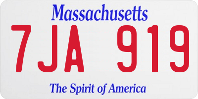 MA license plate 7JA919