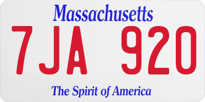MA license plate 7JA920
