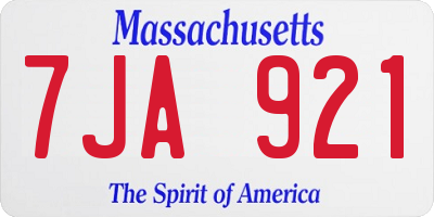 MA license plate 7JA921