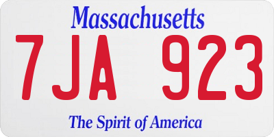 MA license plate 7JA923