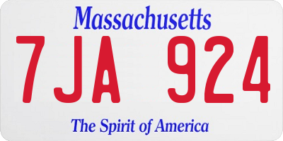 MA license plate 7JA924