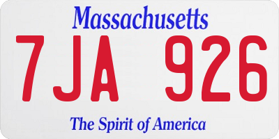 MA license plate 7JA926