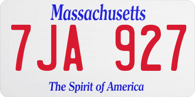 MA license plate 7JA927
