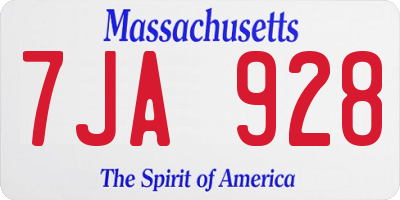 MA license plate 7JA928