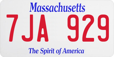 MA license plate 7JA929