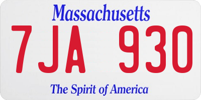 MA license plate 7JA930