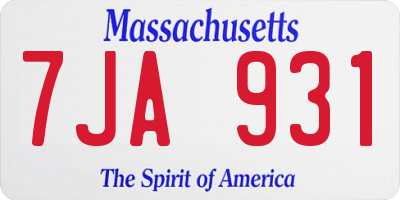 MA license plate 7JA931