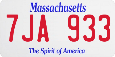 MA license plate 7JA933