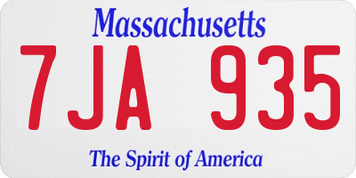 MA license plate 7JA935