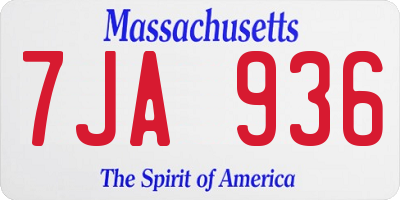 MA license plate 7JA936