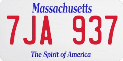 MA license plate 7JA937