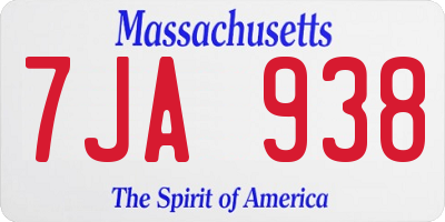 MA license plate 7JA938