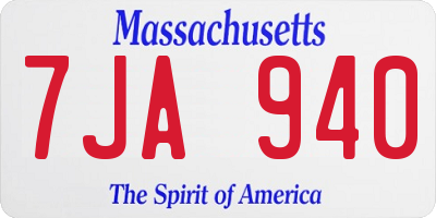 MA license plate 7JA940