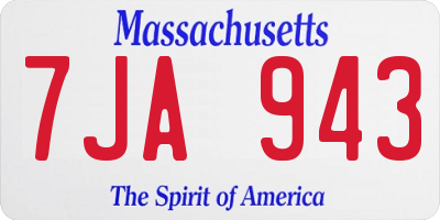 MA license plate 7JA943