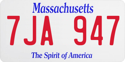 MA license plate 7JA947