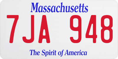MA license plate 7JA948