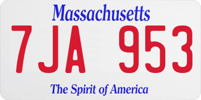 MA license plate 7JA953