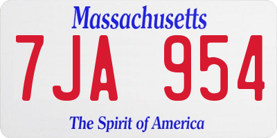 MA license plate 7JA954