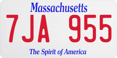 MA license plate 7JA955