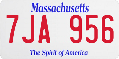 MA license plate 7JA956