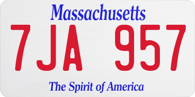 MA license plate 7JA957