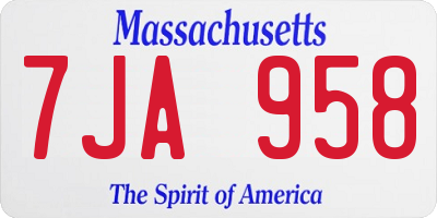 MA license plate 7JA958