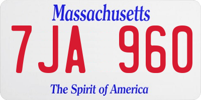MA license plate 7JA960