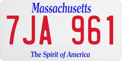 MA license plate 7JA961