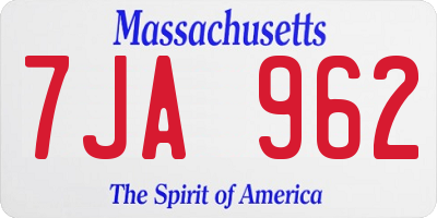 MA license plate 7JA962