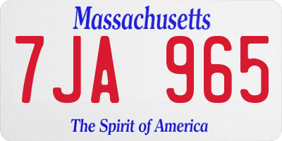 MA license plate 7JA965